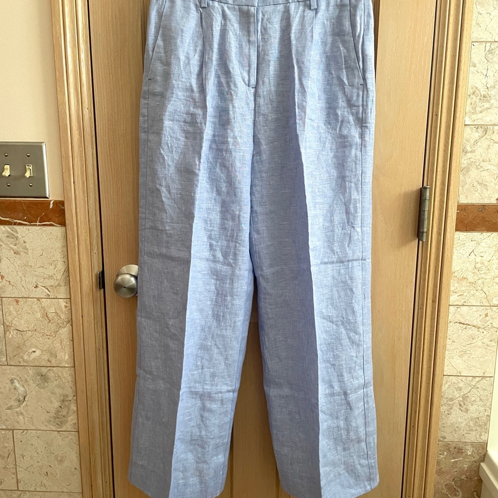 J. Crew Light Blue Wide Leg Linen Pants